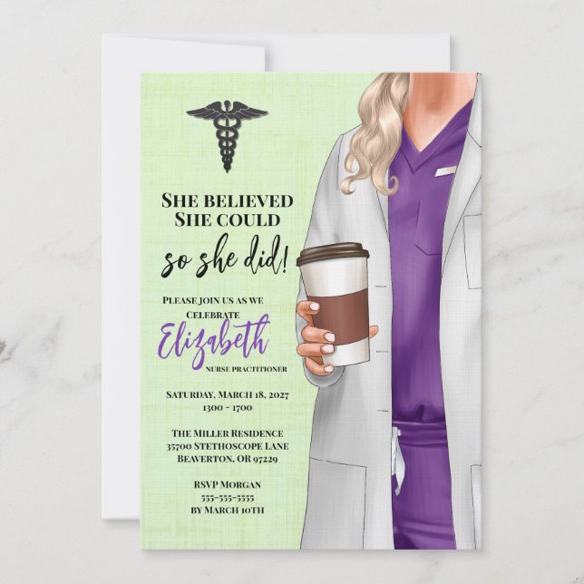 White Coat Medical School Graduation Invitation (Front)