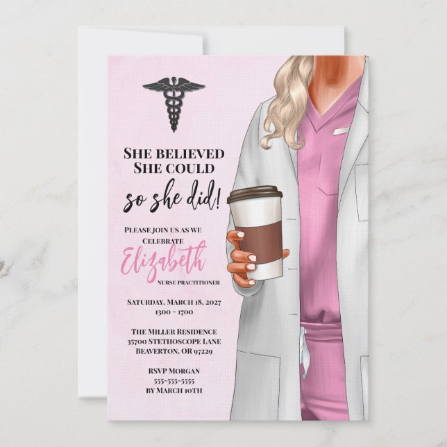 White Coat Medical School Graduation Invitation (Front)