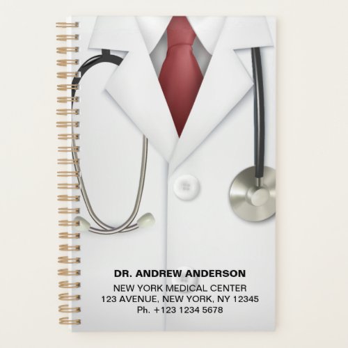 White Coat  Stethoscope Doctors Appointment Book Planner