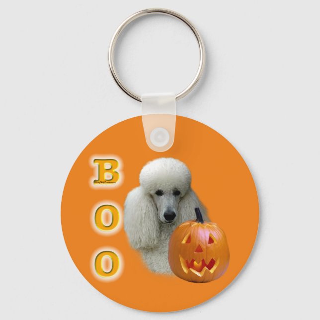 White Coated Poodle Boo Keychain (Front)