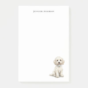 White Cockapoo watercolor personalized Post-it Notes