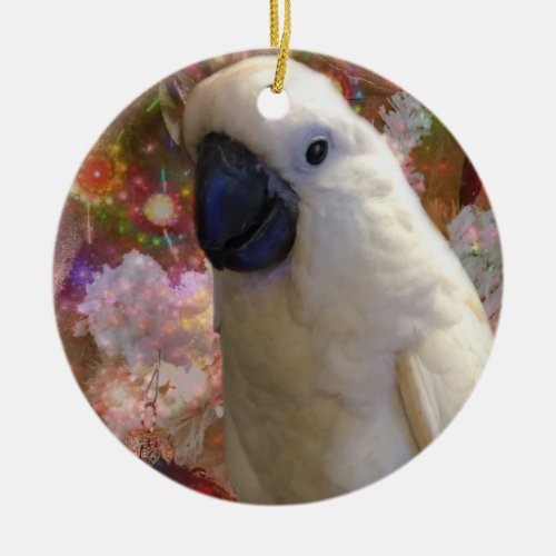 White Cockatiel Holiday Ornament