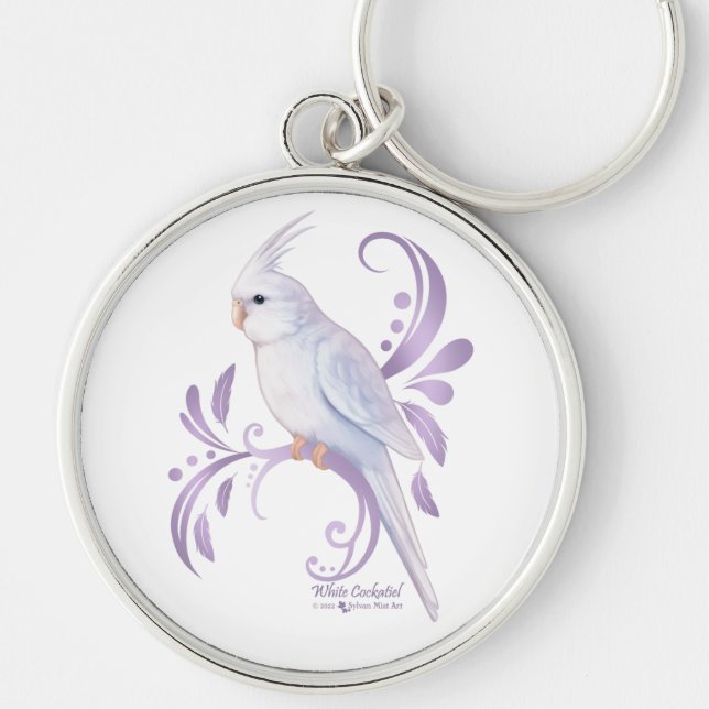 White Cockatiel Keychain (Front)