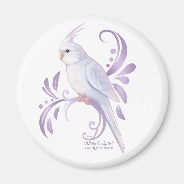 White Cockatiel Magnet (Front)
