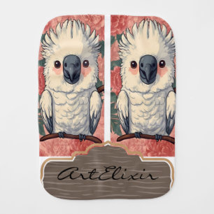 White Cockatoo Baby Burp Cloth