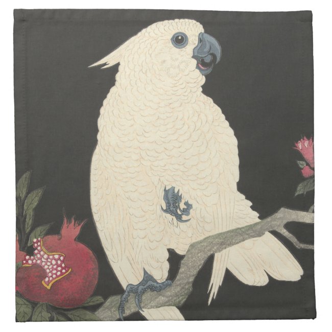White Cockatoo - Japanese Fine Art Cloth Napkin