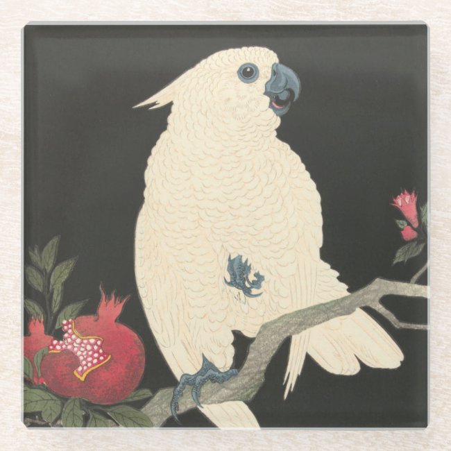 White Cockatoo - Vintage Fine Art Glass Coaster
