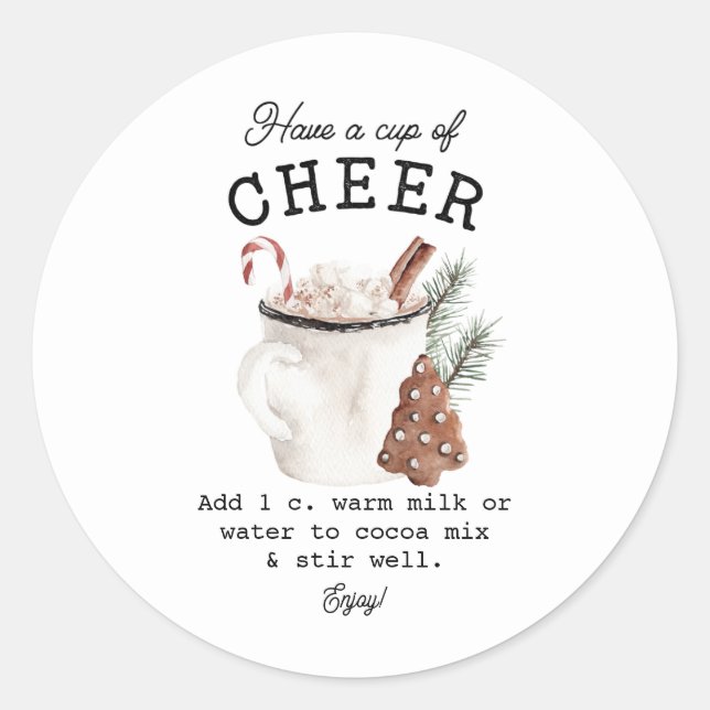 White Cocoa Cheer Classic Round Sticker (Front)