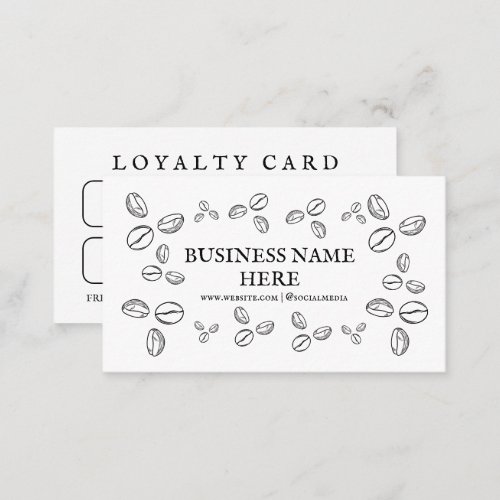 White Coffee Beans Caf Coffee Shop  Loyalty Card