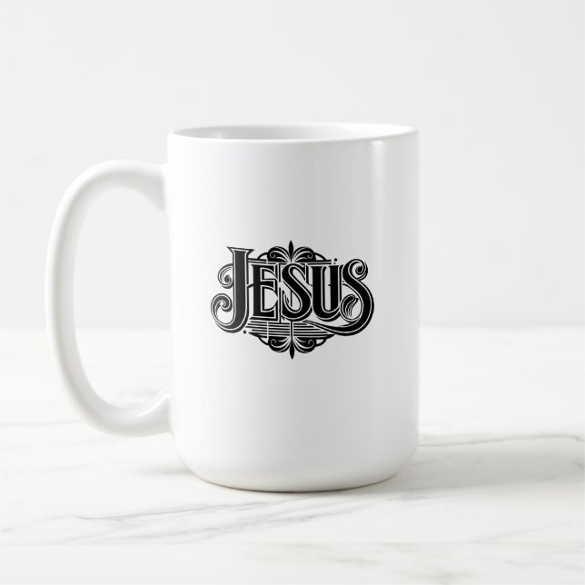White Coffee Mug with Jesus Name (Left)