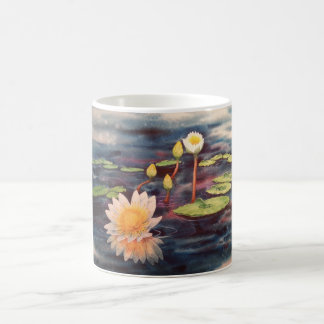 White Coffee Mug with Waterlilies Painting Wrap