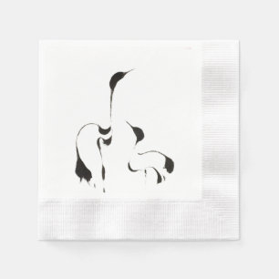 White Coined Cocktail Paper Napkins "Cranes"