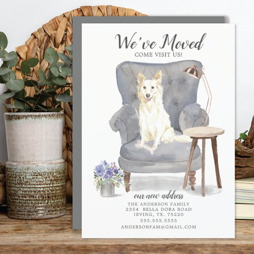 White Collie Weve Moved Moving Announcement