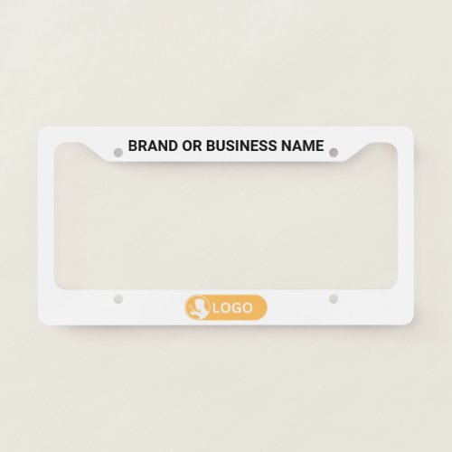 White Color Business Company Custom Text  Logo  License Plate Frame