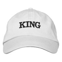 White Color Caps or Hat King text Century Font