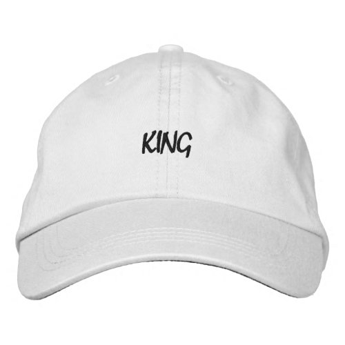 White Color King Text Visor Cap Embroidered Hat