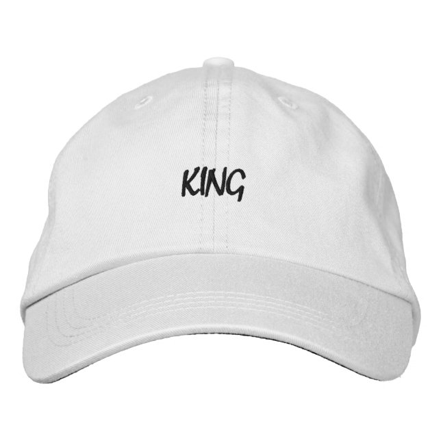 White Color King Text Visor Cap Embroidered Hat (Front)