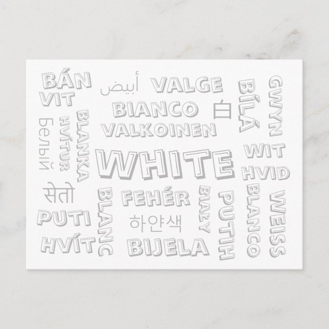 White - Color Languages on Postcards (Front)