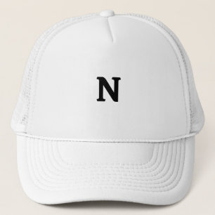 White color N Letter Custom Monogram Trucker Hat