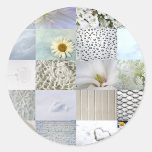 White Color Photograph Collage Classic Round Sticker