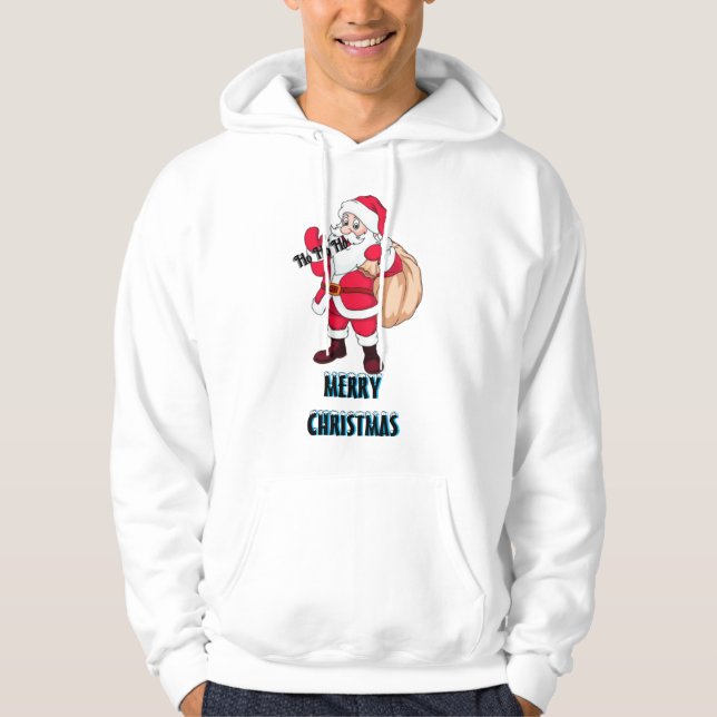 White color Santaclose Christmas sweatshirt hoodie (Front)