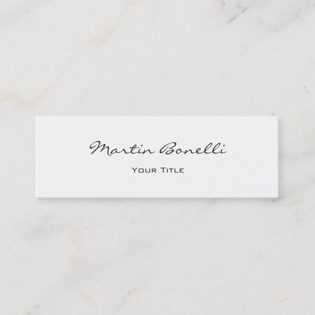 White Color Script Chic Trendy Business Card (Front)