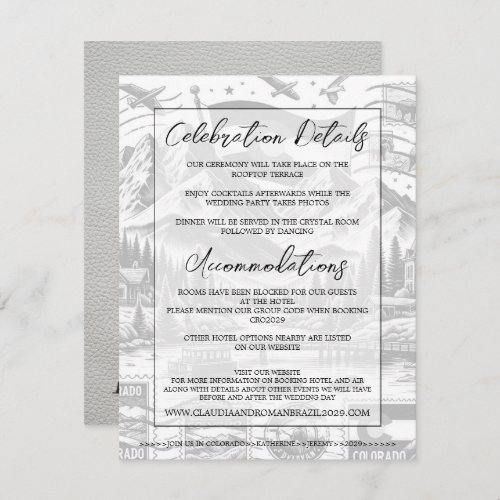 White Colorado Passport Wedding Enclosure Card