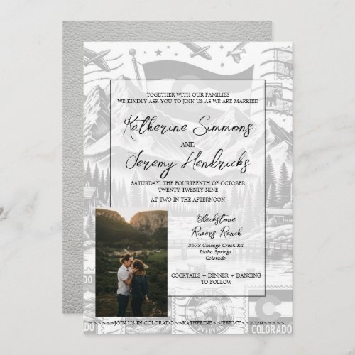 White Colorado Passport Wedding Invitation