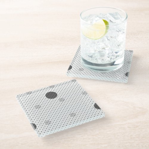 White Colored Abstract Polka Dots b3 Glass Coaster