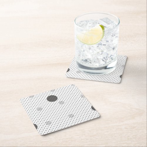 White Colored Abstract Polka Dots b3 Square Paper Coaster
