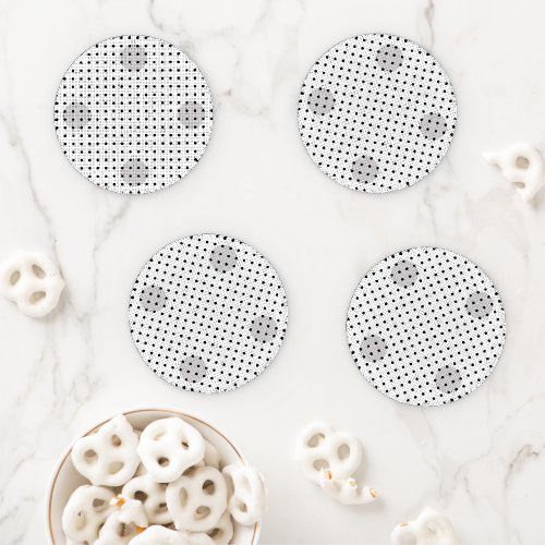 White Colored Abstract Polka Dots g1 Coaster Set