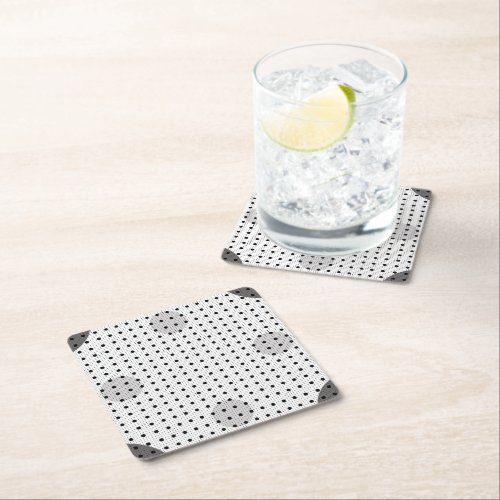 White Colored Abstract Polka Dots g1 Square Paper Coaster