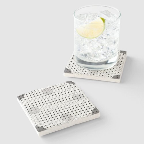 White Colored Abstract Polka Dots g1 Stone Coaster