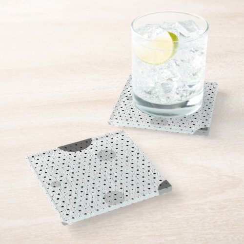 White Colored Abstract Polka Dots h11 Glass Coaster