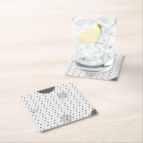 White Colored Abstract Polka Dots h11 Square Paper Coaster