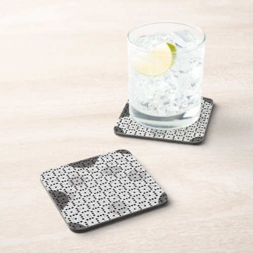 White Colored Abstract Polka Dots h3 Beverage Coaster