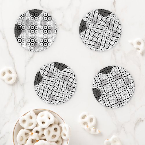 White Colored Abstract Polka Dots h3 Coaster Set
