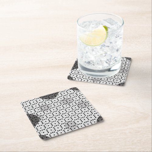 White Colored Abstract Polka Dots h3 Square Paper Coaster