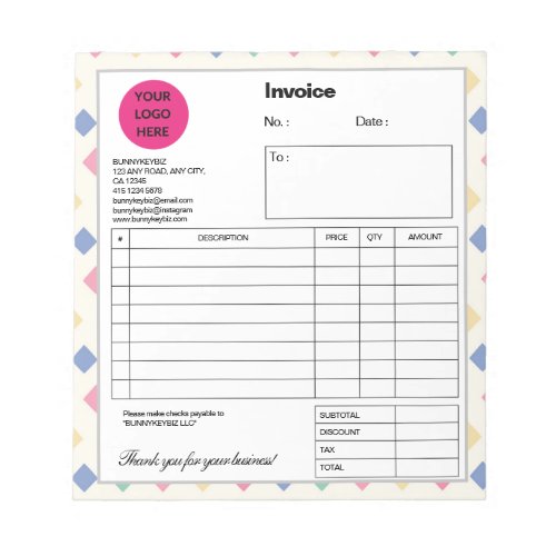 White Colorful Cube Company Business Shop Invoice Notepad
