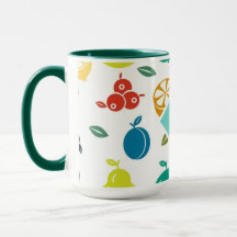 White Colorful Fruits Monogram Birthday