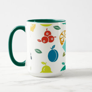 White Colorful Fruits Monogram Birthday Mug