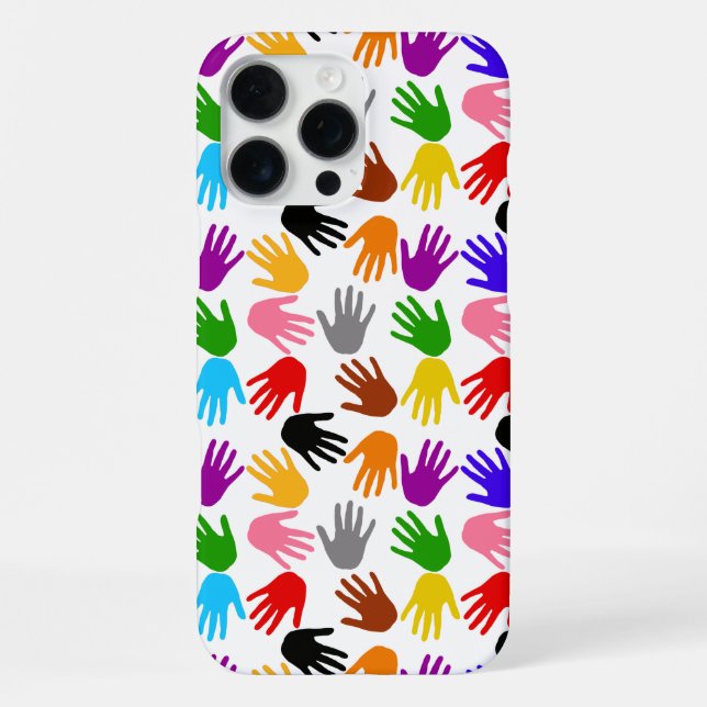 White Colorful Handprint Pattern Design  Iphone Case (Back)