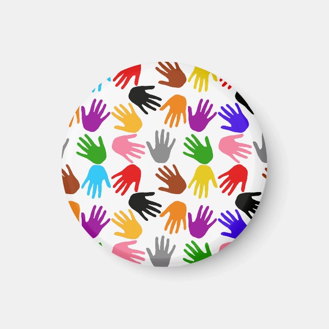 White Colorful Handprint Pattern Design  Magnet (Front)