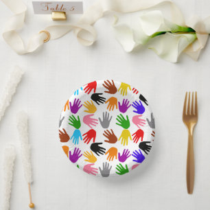 White Colorful Handprint Pattern Design  Paper Bowls