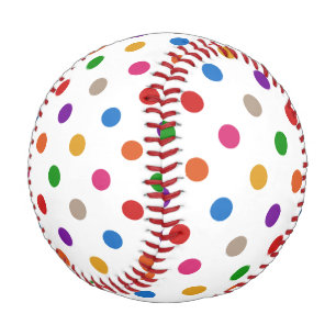 White Colorful Rainbow Polka Dots Design Baseball