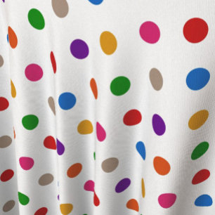White Colorful Rainbow Polka Dots Design  Fabric