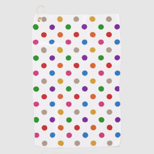 White Colorful Rainbow Polka Dots Design Golf Towel
