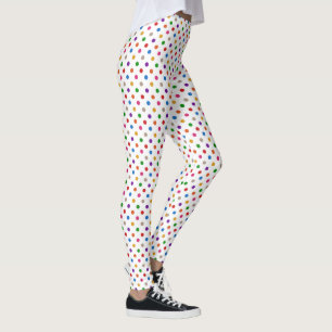 White Colorful Rainbow Polka Dots Design  Leggings