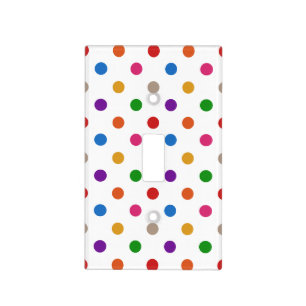 White Colorful Rainbow Polka Dots Design Light Switch Cover
