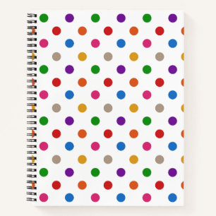 White Colorful Rainbow Polka Dots Design Notebook